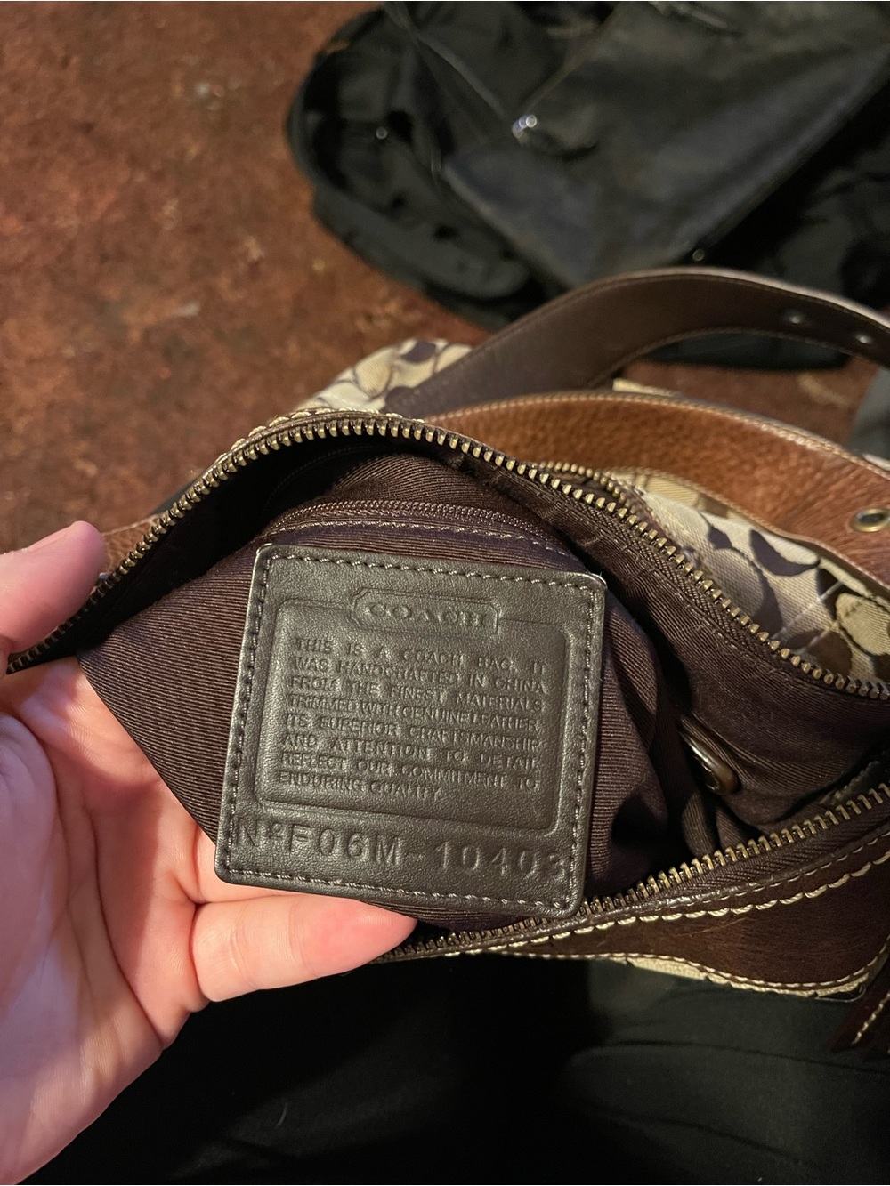 Coach Brown Signature Canvas Backpack with Leather Trim